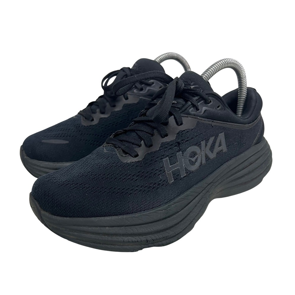 Hoka Bondi 8 Womens 7.5 Tiple Black Running Shoes Sneakers Gym 1127952 BBLC
